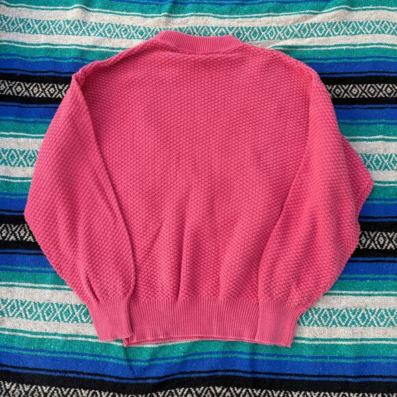Vintage 80's Springfield Light Pink Cable Knit Crewneck Pullover Sweater Sz L - Picture 2 of 4